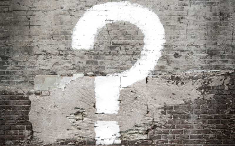 question mark painted on wall